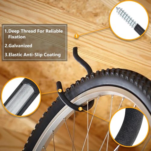 KURUI Heavy-Duty Bicycle Hooks - 9-Inch Garage Ceiling Hangers for Bikes, Lights & Plants