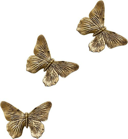 GUSFREUD 3D Butterfly Wall Decor Set - Antique Copper Resin Decorations for Living Room & Bedroom | Set of 3