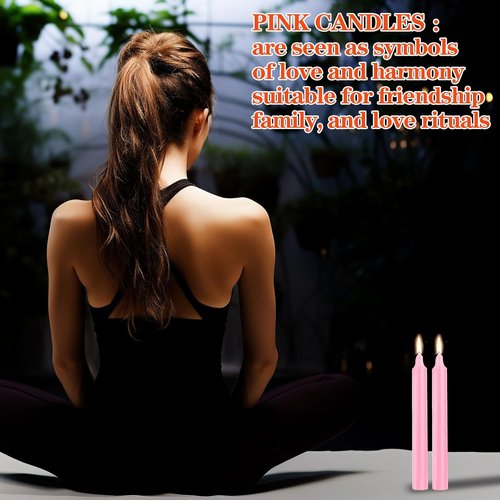 Kunrsug 24 Pack Pink Spell Chime Candles - Premium Mini Unscented Taper Candles for Rituals & Meditation | 4 Inch Tall, Perfect for Altar & Spells