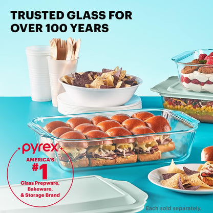 Pyrex Deep Glass Baking Dish - 9x13-Inch Casserole Dish with Lid | Oven, Freezer & Microwave Safe