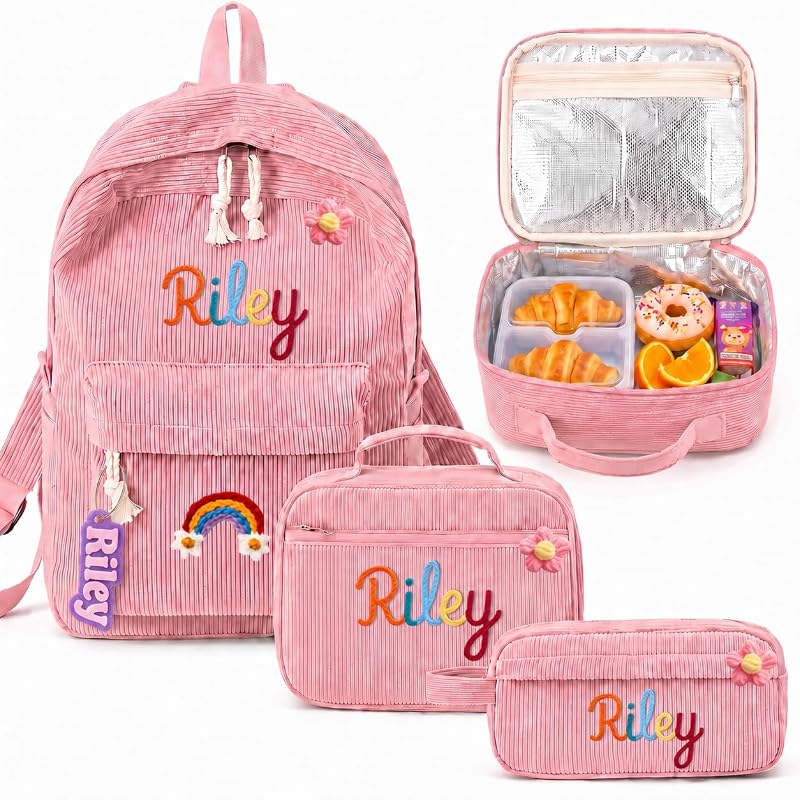 Pink Personalized Backpack for Kids with Optional Lunch Bag & Pencil Case - Duckbe