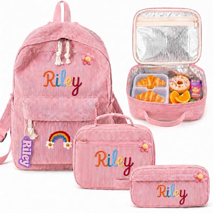 Pink Personalized Backpack for Kids with Optional Lunch Bag & Pencil Case - Duckbe