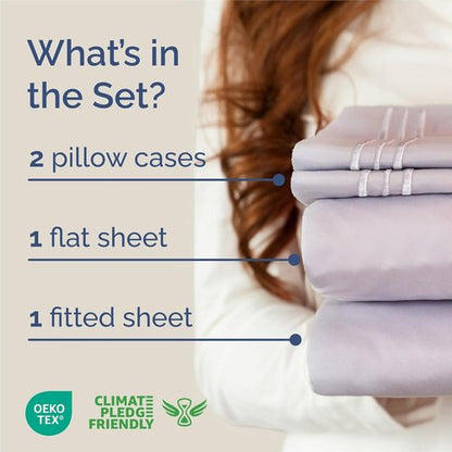 King Size 4 Piece Sheet Set - Comfy Cooling Bed Sheets | Hotel Luxury Bedding - Soft, Wrinkle-Free, Deep Pockets - Oeko-Tex Certified - Light Lavender