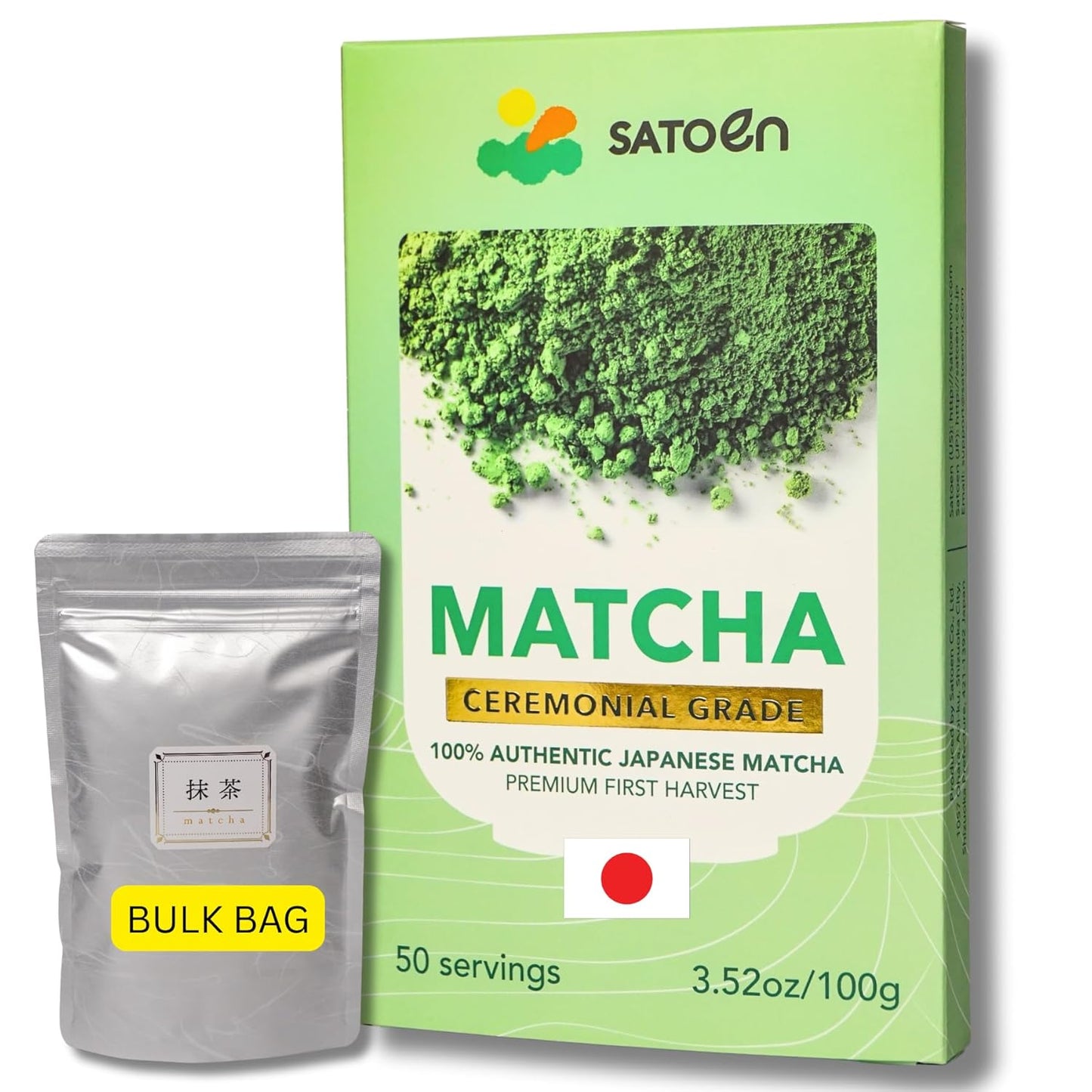 Satoen Ceremonial Grade Matcha Powder - Premium Japanese Green Tea from First Harvest (100g)