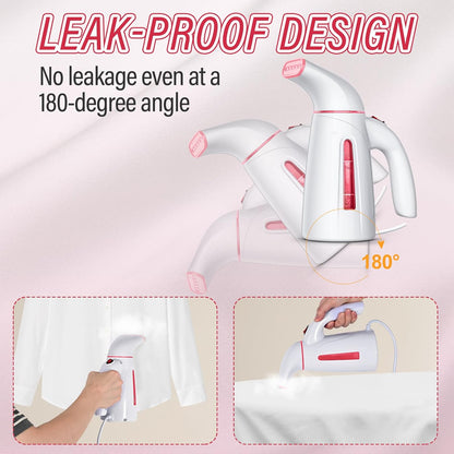 OGHom Portable Handheld Clothes Steamer - 300ml Capacity, 950W Fast Heat Up (Pink)