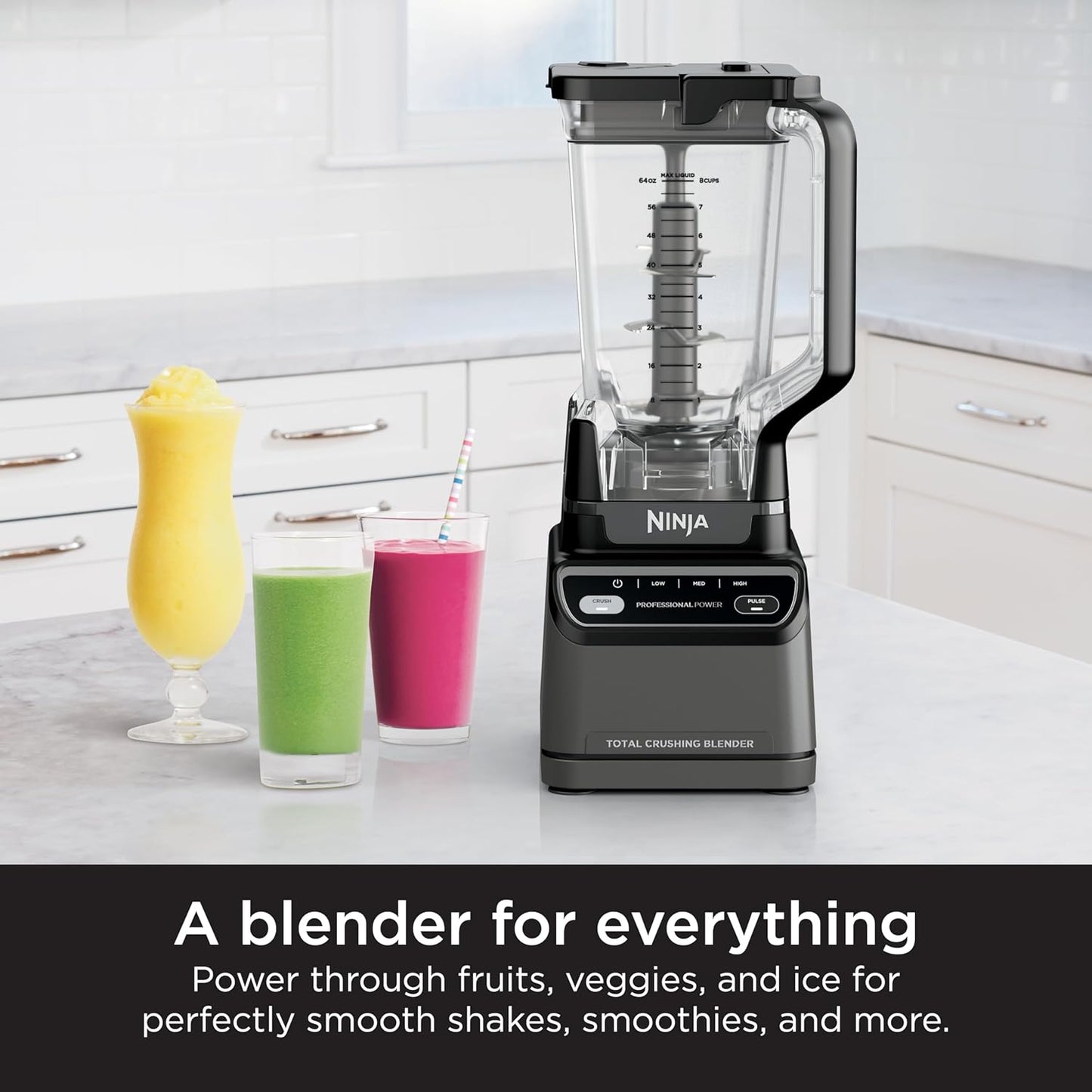 Ninja Professional Blender - Smoothie Maker with Total Crushing™ Technology | 1200W Power, 72oz Pitcher | Dark Grey