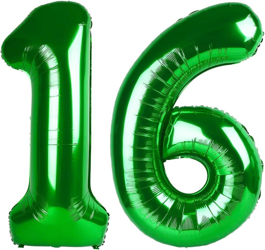 Number 16 Balloon by [Brand Name] - 40 Inch Dark Green Giant Foil Balloon for 16th Birthday Party Decorations
