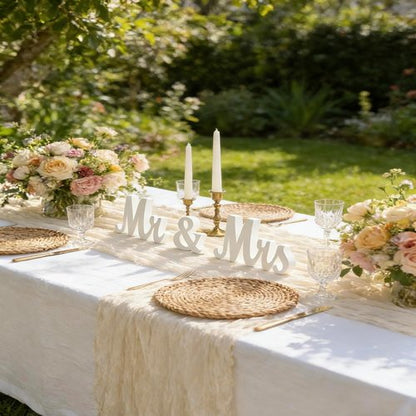 Lvory Cheesecloth Table Runners - 20 Pack 10FT Boho Gauze Fabric for Weddings & Events
