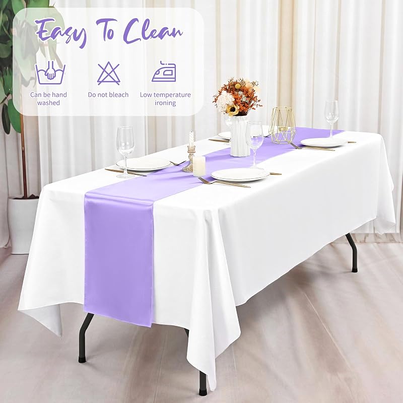Lavender 20 Pack Satin Table Runner 12 x 72 Inches - Premium Polyester Wrinkle-Free Linens (Variation: Lavender+20 Pack 30 x 183 cm)