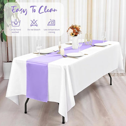 Lavender 20 Pack Satin Table Runner 12 x 72 Inches - Premium Polyester Wrinkle-Free Linens (Variation: Lavender+20 Pack 30 x 183 cm)