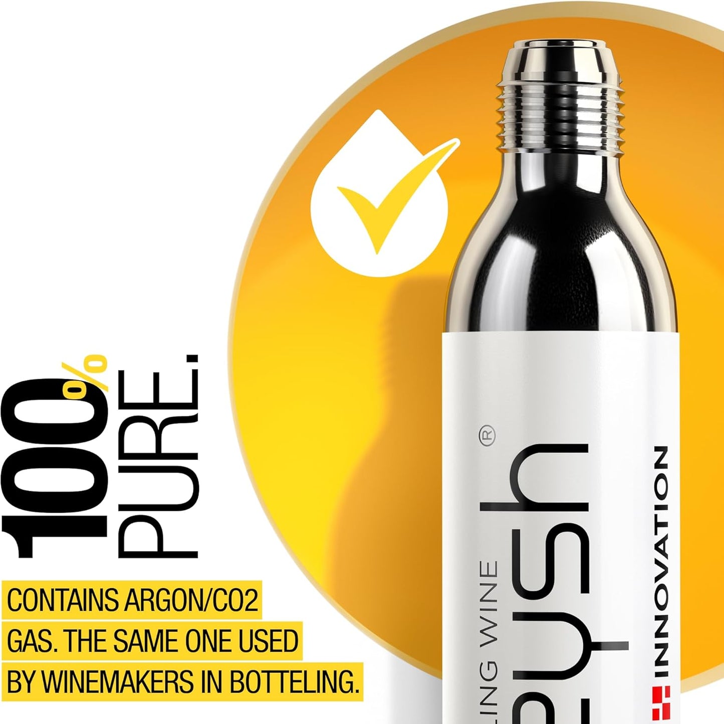 Original zzysh® Sparkling Wine Pure Argon/CO2 Cartridges | Preserve Fizzy Sensations 4 Weeks | For zzysh® Sparkling Wine Preservation System | Gas Capsules for Champagne and All Other Sparkling Wines