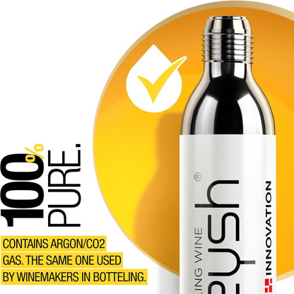 Original zzysh® Sparkling Wine Pure Argon/CO2 Cartridges | Preserve Fizzy Sensations 4 Weeks | For zzysh® Sparkling Wine Preservation System | Gas Capsules for Champagne and All Other Sparkling Wines