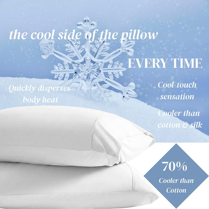 Beckham Hotel Collection Cooling Pillowcases - King Size Set of 2 | Silky Soft, Breathable, Moisture-Wicking, White