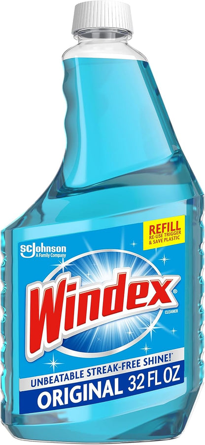 Windex Glass Cleaner Spray - Eco-Friendly 100% Recycled Plastic Bottle | Original Blue Scent, 32 Fl Oz