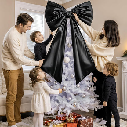 Skiennix Black Bow Decor - 40 x 24 Inches Large Satin Ribbon Bow for Wedding & Birthday Decor