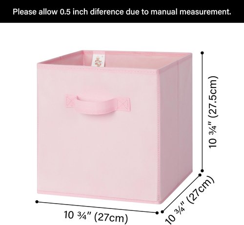 GRANNY SAYS Cube Storage Bins - 11-Inch Collapsible Fabric Organizers with Handle | Pink, 8-Pack