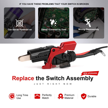 Metal Trigger Switch Assembly Replacement for Dyson V10 SV12 Vacuum Cleaner Power Button Replacement Parts