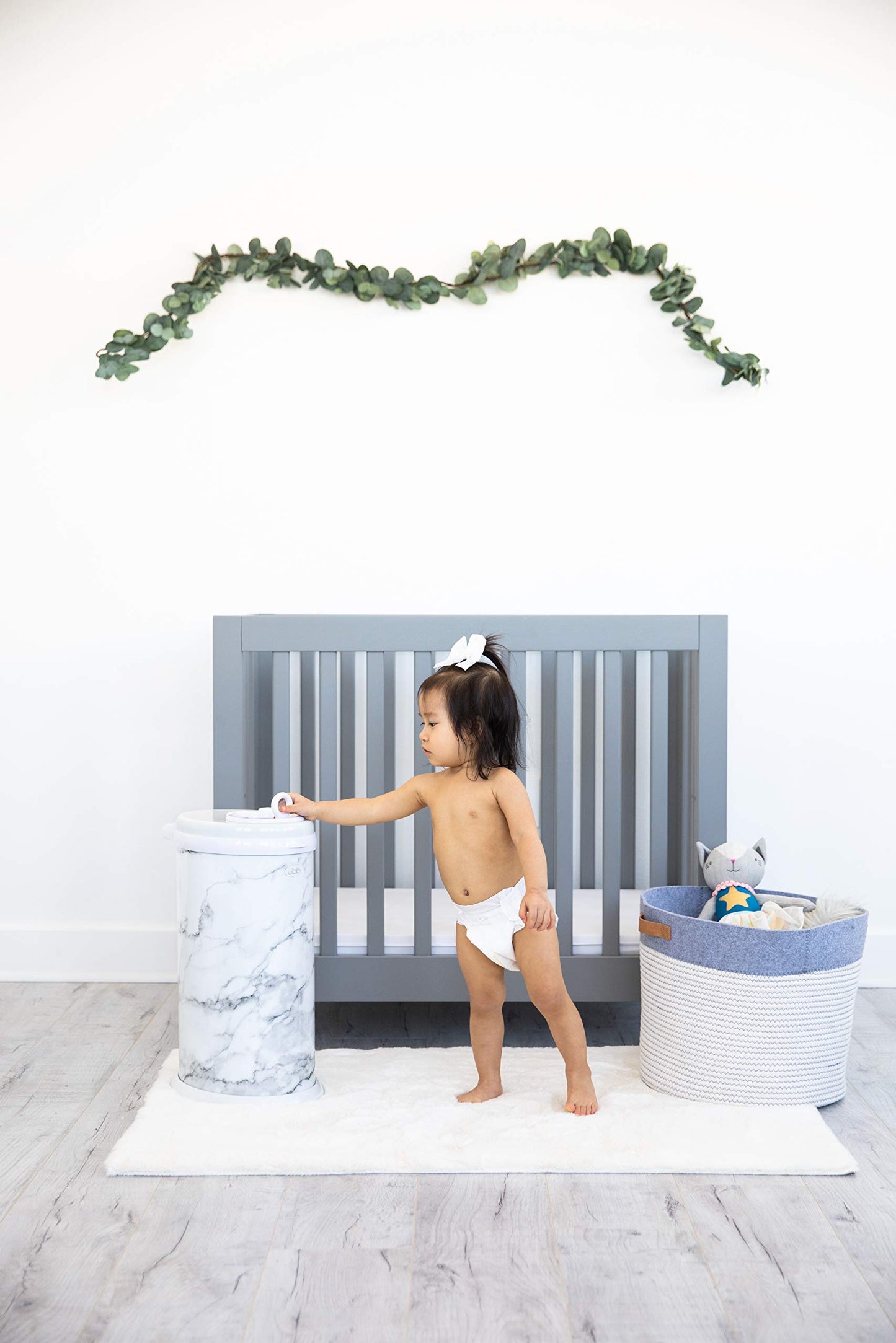 Ubbi Steel Diaper Pail, Odor Locking, No Special Bag Required, Award-Winning, Registry Must-Have, Marble