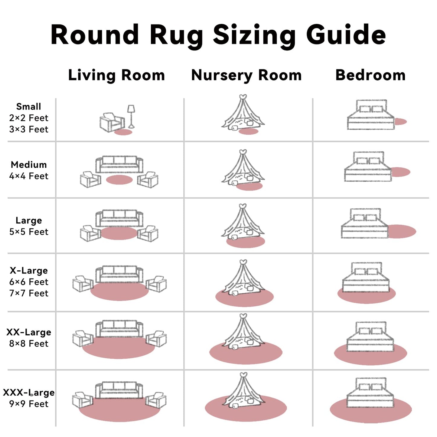 OLANLY Pale Pink Round Rugs for Bedroom - Machine Washable, 7 ft Circle Area Rugs for Living Room, Soft and Fluffy Shaggy Carpet for Teen Girls and Boys, Nursery Rooms, Dorms, Home Decor Aesthetic