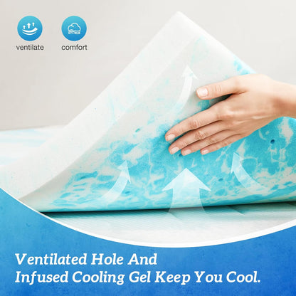 Sweetcrispy Memory Foam Mattress Topper - 3 Inch Thick Gel-Infused Cooling Pad for California King Bed