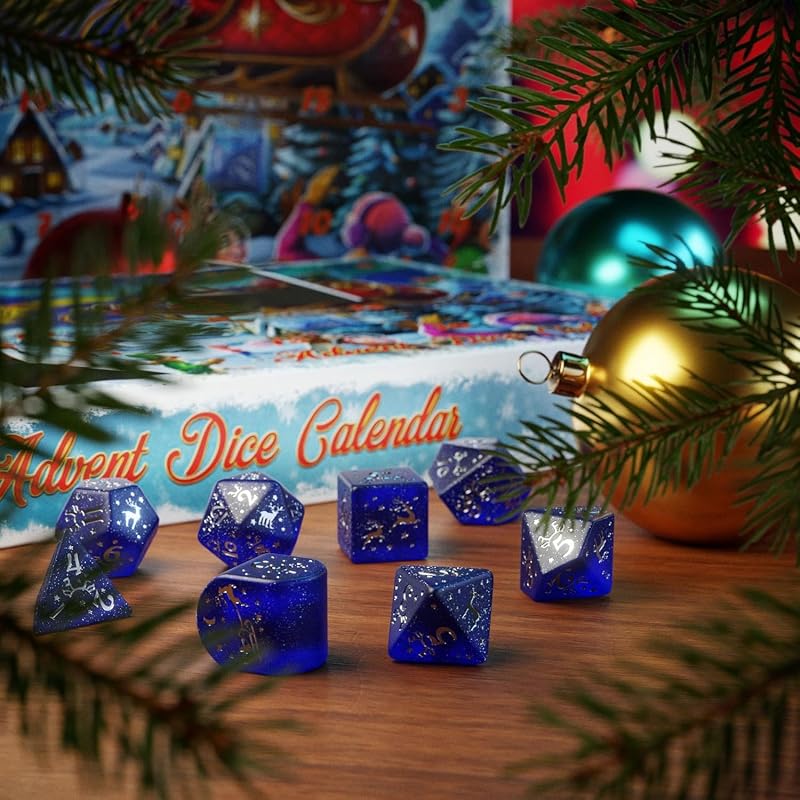 Advent Dice Calendar 04 – 23 Dice & 1 Metal Coin by Q Workshop, Cardboard Xmas Calendar