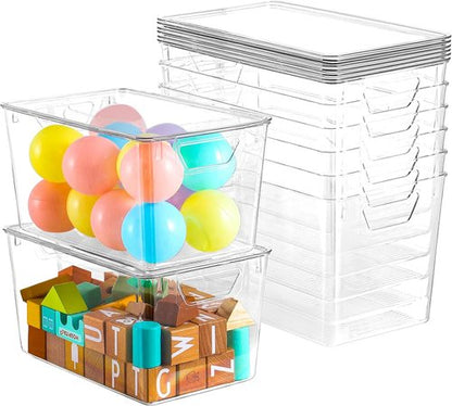 Clear Storage Bins by [Brand Name] - 6 Pack Stackable 7 Quart Containers with Lids for Home Organization