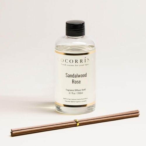 COCORRÍNA Reed Diffuser Refill - Sandalwood Rose 6.7 Fl. Oz with 8 Sticks for Lasting Fragrance