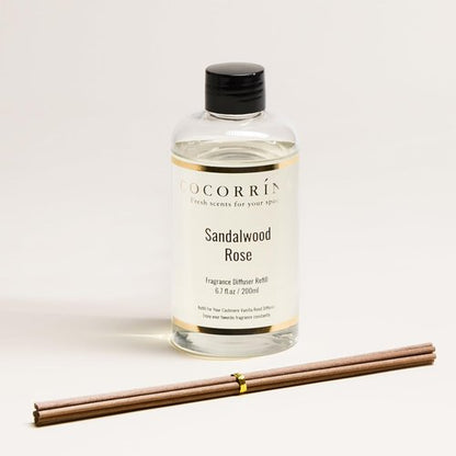 COCORRÍNA Reed Diffuser Refill - Sandalwood Rose 6.7 Fl. Oz with 8 Sticks for Lasting Fragrance