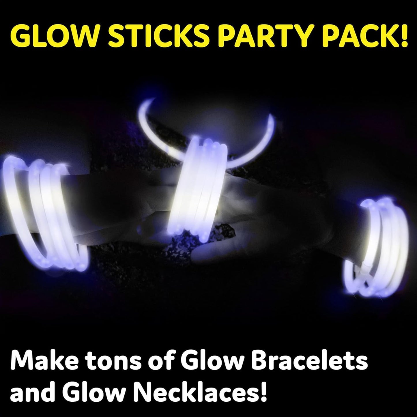 PartySticks Glow Sticks - 100 Pack of White Glow In The Dark Party Favors & Decorations