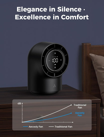 Aecooly Touch Control Desk Fan - 100 Speeds, Quiet Operation, 8000mAh Battery, 3 Oscillation Angles - Black