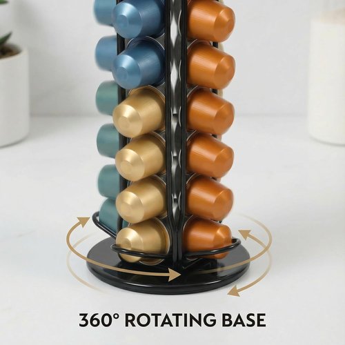 Coffee Pod Holder - Nespresso OriginalLine Rotating Carousel Organizer | Black, 40 Pods Capacity