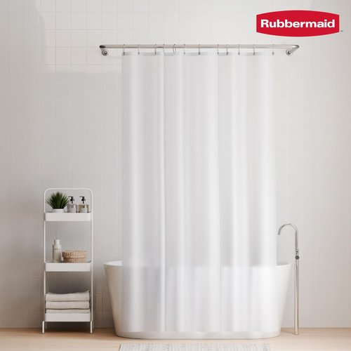 Rubbermaid Frosty Shower Curtain Liner, Waterproof Heavyweight PEVA Shower Liner for Bathroom, with Magnets and Rustproof Charcoal Gray Grommets, 70x72, Standard Size, Frosty