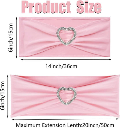 Skiennix Light Pink Chair Sashes - 50Pcs Stretch Covers with Heart Buckle for Weddings & Parties
