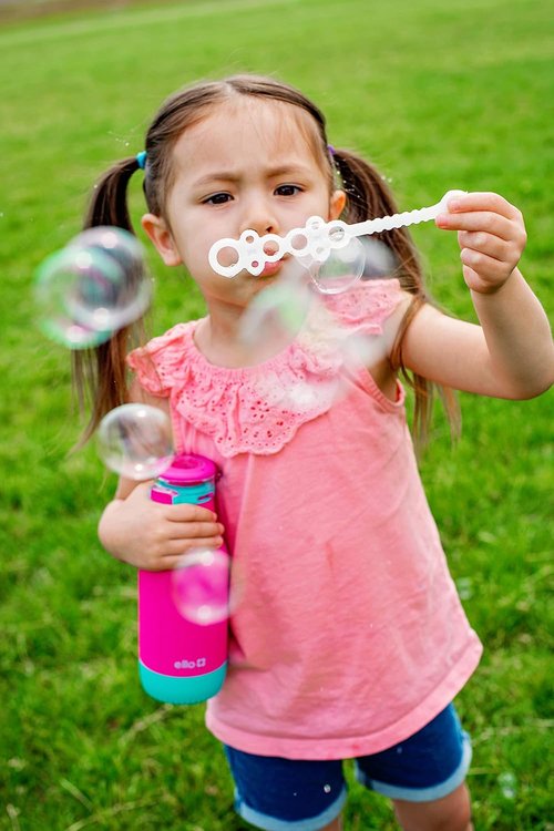 Ello Emma 14oz Vacuum Insulated Kids Water Bottle - Straw, Leak-Proof Lid & Carrying Handle