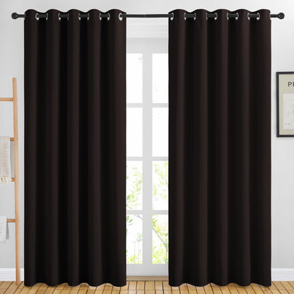 NICETOWN Blackout Curtain Panels 84 inches - Light Reducing Thermal Insulated Solid Grommet Blackout Curtains/Panels/Drapes for Living Room (Set of 2, 66 inches by 84 Inch, Toffee Brown)