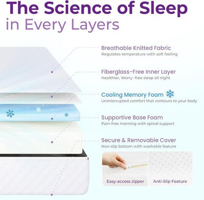 GAESTE Twin Cooling Gel Memory Foam Mattress - Medium Firm Pressure Relief | CertiPUR-US Certified, 5 Inch