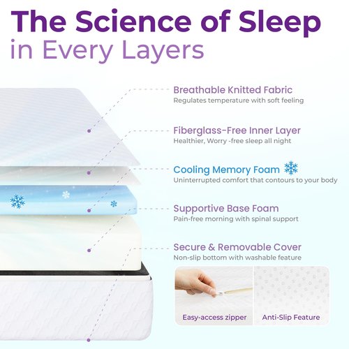 GAESTE 8 Inch Full Cooling Gel Memory Foam Mattress for Cool Sleep Medium Firm CertiPUR-US Certified Foam, Mattress in a Box Pressure Relief Removable Cover No Fiberglass (Full, 8 in)