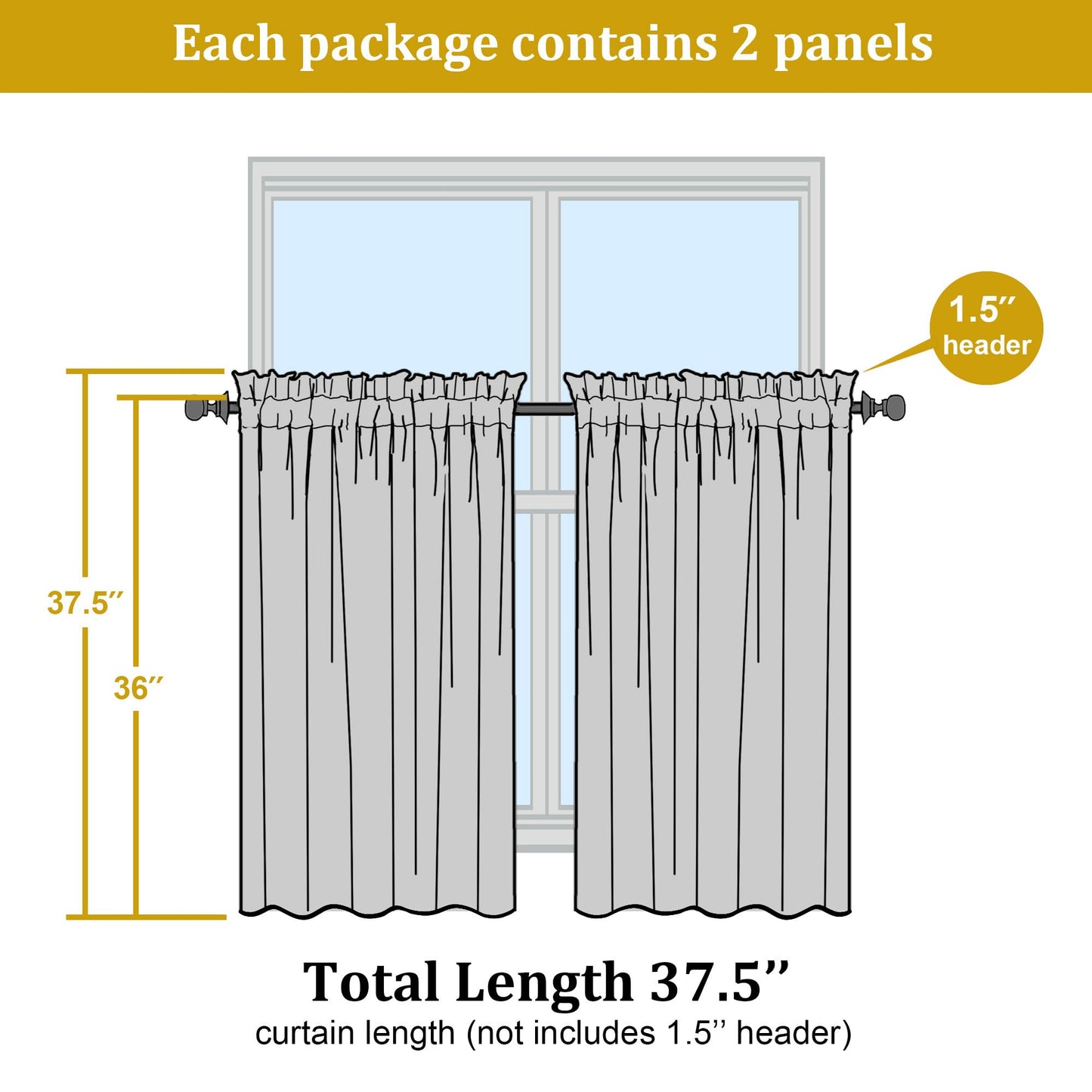 OWENIE Short Aqua Sheer Curtains 36 Inch Length 2 Panels Set, Kitchen Tiers Curtains Light Filter Rod Pocket Voile Cafe Curtain for Basement Bathroom Small Half Window, 42" W x 36" L, Aqua