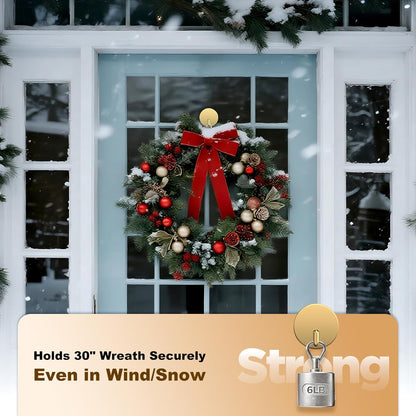 OUTXE Heavy-Duty Adhesive Wreath Hanger - Perfect for All Seasons | Gold, 2-Pack for Doors & Windows