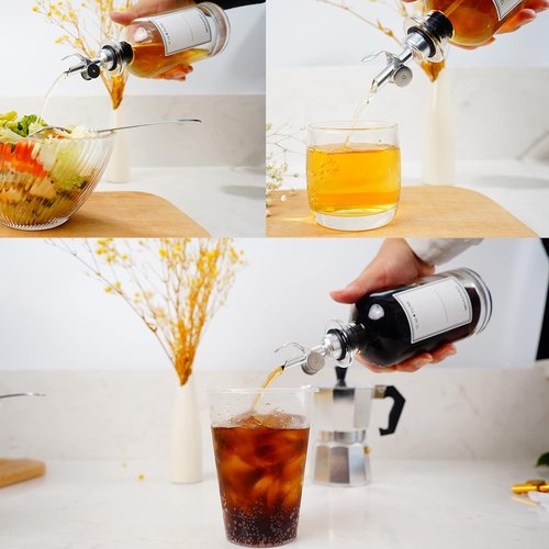 2 Pcs Olive Oil Dispenser Bottle Spout, Speed Liquor Pour Spout with Flip Top, Stainless Steel Auto Pour Spouts for Liquor Bottles, Oil Bottles, Vinegar, Syrup and Other Liquid Bottles