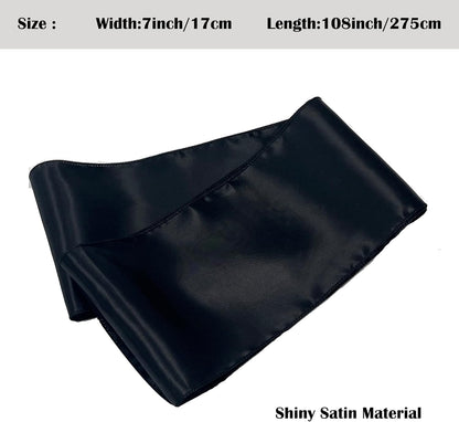 Skiennix Satin Chair Sashes Bows - 12PCS Elegant Ribbon Ties for Wedding & Party Decor | Black