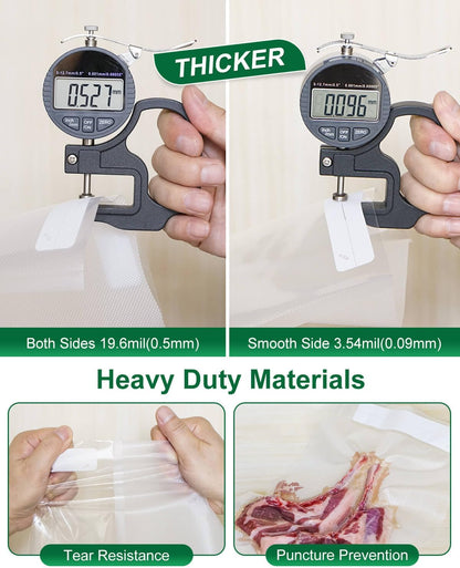Quart Vacuum Sealer Bags - 8x11 Inch BPA-Free Heavy Duty Food Storage | 100 Count Precut with Labels