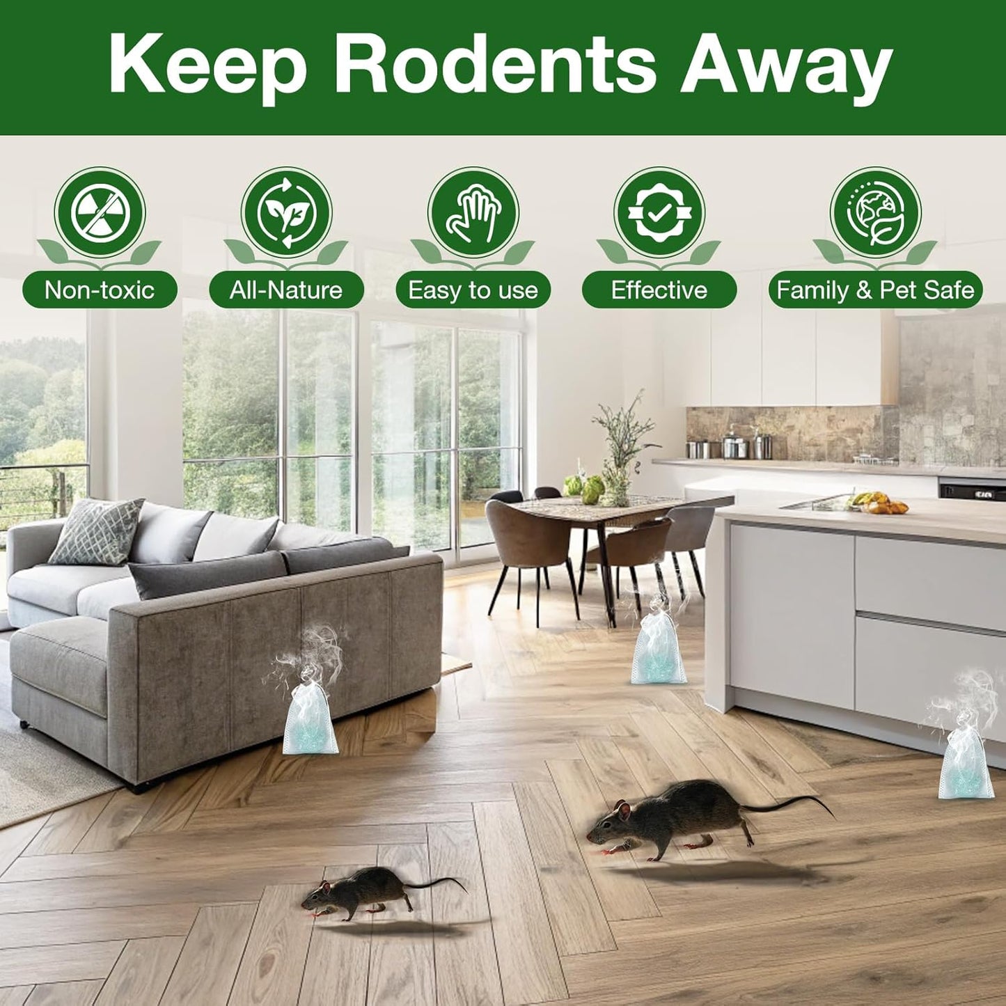 Skiennix Mouse Repellent Balls - 25 Pack Peppermint Oil Formula | Natural Rodent Deterrent for Home & Garden, Safe for Family & Pets