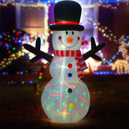 XL Outdoor Christmas Decorations Yard Inflatables Blow Up Xmas Large Holiday Lawn Decor Winter Snowflakes Snowman, 8' Tall, by HappyThings!