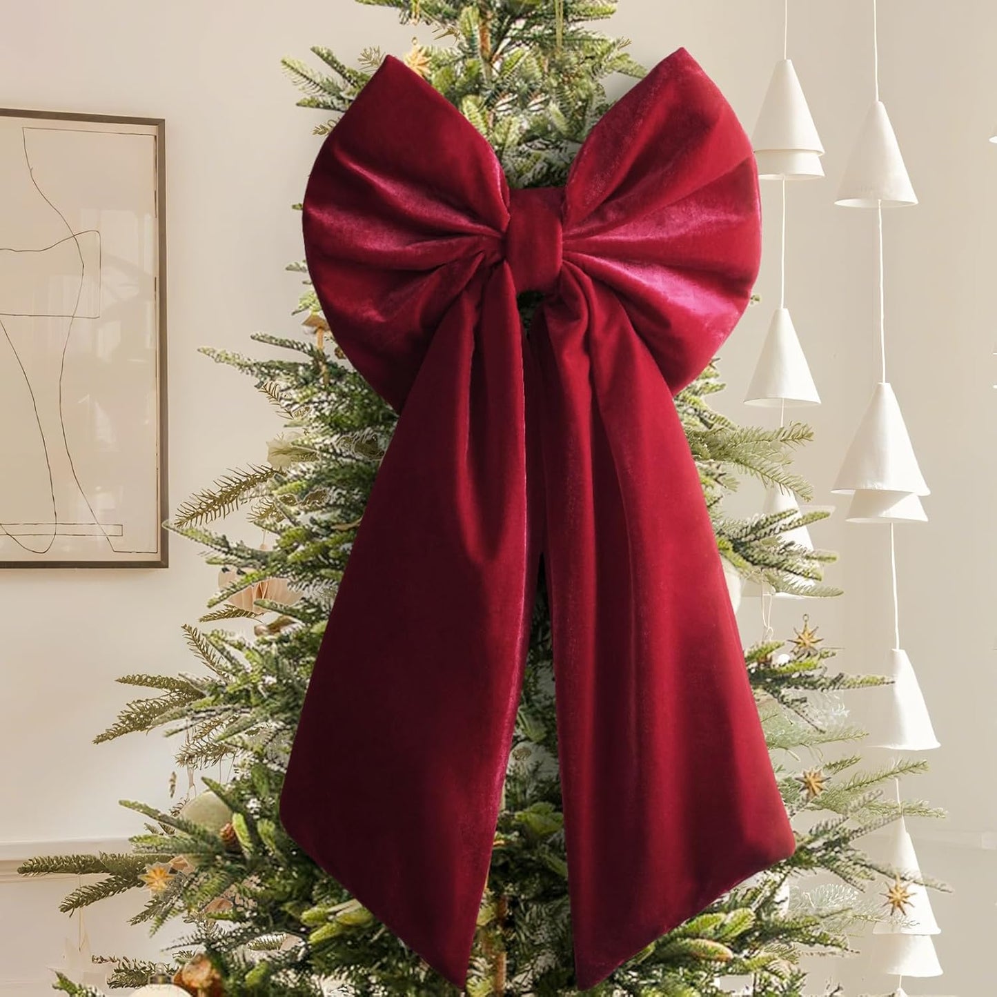 Regine Switzerland Christmas Tree Topper | Large 36x18 Inches Red Velvet Bow - Perfect for Indoor & Outdoor Decor