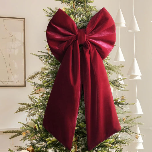 Regine Switzerland Christmas Tree Topper | Large 36x18 Inches Red Velvet Bow - Perfect for Indoor & Outdoor Decor