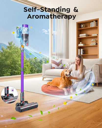 Skiennix Cordless Vacuum Cleaner - 70-Minute Runtime, 650W Power, Self-Standing Design | Ideal for Home, Pets & Hardwood Floors