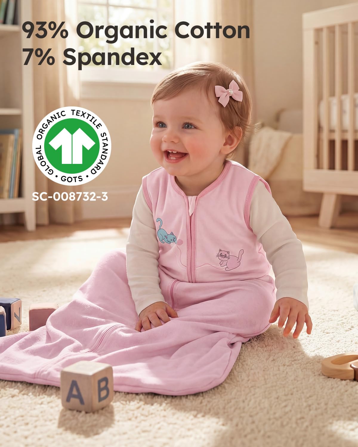 Yoofoss Baby Sleep Sack | 100% Organic Cotton Wearable Blanket for 12-18 Months | 2-Way Zipper, 3 Pack