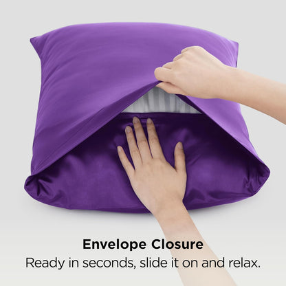 Bedsure Satin Pillowcase - Luxurious Silk-Like Comfort | Standard Size 20x26 Inches, Purple, 2-Pack