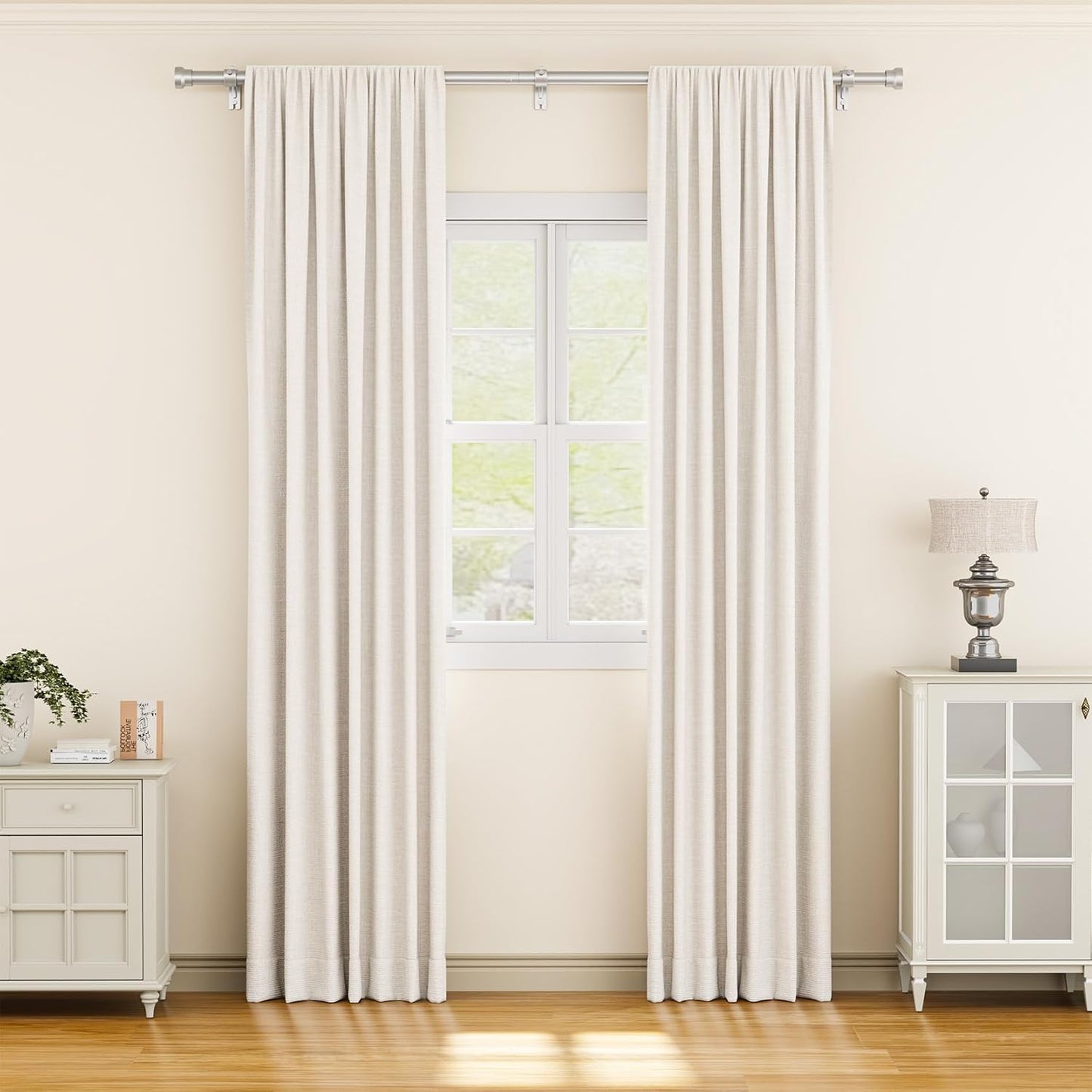 YaFex Curtain Rods - Heavy Duty 1-Inch Adjustable Window Treatment Rods | 32-84 Inch, Silver Finish